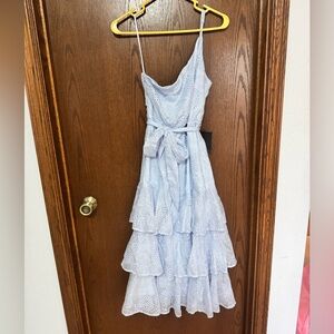 Lulu's Light Blue Lace Tiered Maxi Dress NWT